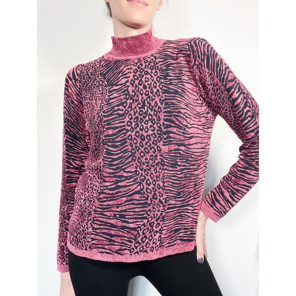 Vintage Chagall Pink Leopard Print Sweater